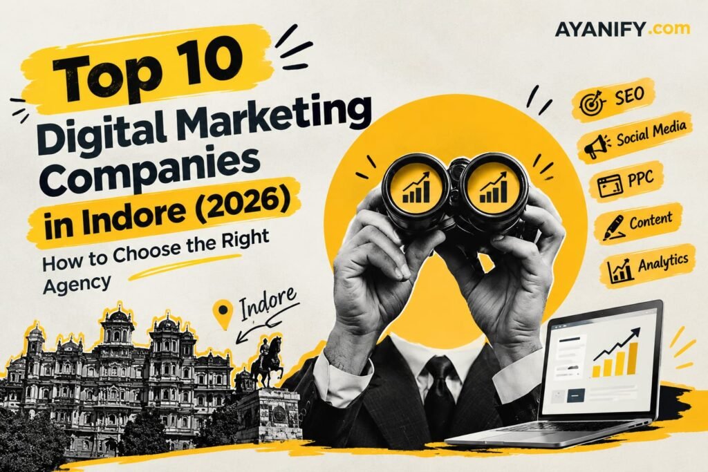 Top 10 digital marketing companies in Indore in 2026, featuring SEO, social media marketing, PPC, content marketing, and analytics.